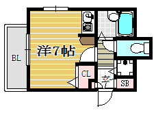 ダイナコート大博通り401号室-間取り