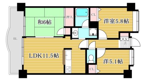 ハイラーク香椎206号室-間取り