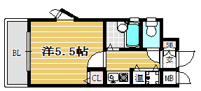 パラージュ西新506号室-間取り