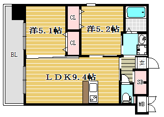 ラファセグランビア博多610号室-間取り