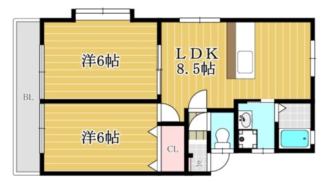 サザンハイツはかたC202号室-間取り