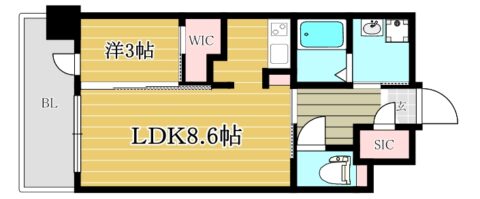 アルファシオベイス博多407号室-間取り