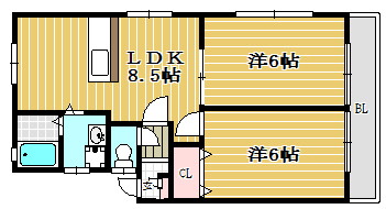 サザンハイツはかたB201号室-間取り