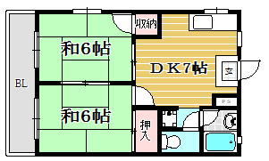 シティハイツ内浜205号室-間取り