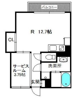 ハイディングプレイス東比恵602号室-間取り