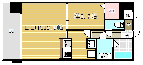 ナビールコート薬院1303号室-間取り