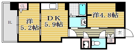 エスティメゾン薬院1407号室-間取り