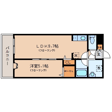 アジリア大濠ウェスト103号室-間取り