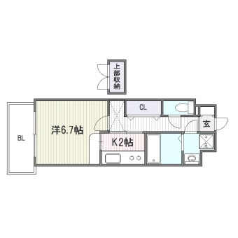 プレステージ東比恵208号室-間取り