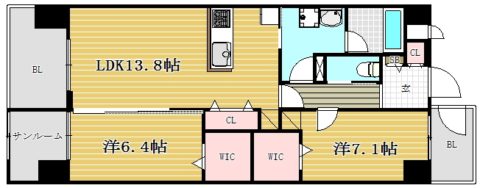 A-style Hakata502号室-間取り