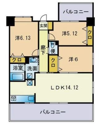 パークテラス香椎駅前405号室-間取り