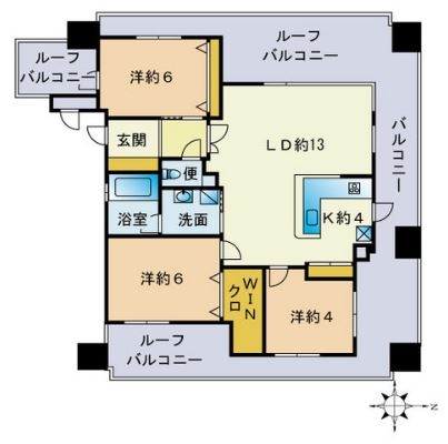 アソシアタワー大濠ベネフィス1302号室-間取り