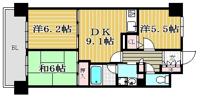 アンピール第5新室見203号室-間取り