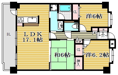 アンピール姪浜駅南1302号室-間取り