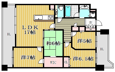 ライオンズマンション大濠パークサイド802号室-間取り