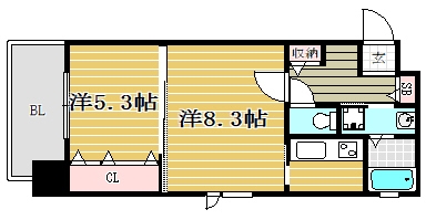 エンクレスト天神南III805号室-間取り