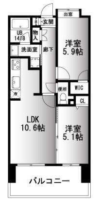 ラ・フォンテ博多駅南905号室-間取り