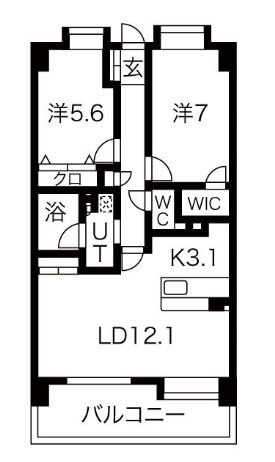 アプリークス百道浜608号室-間取り