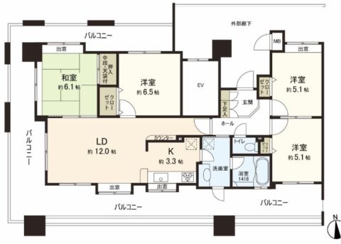 ストリームライン姪浜駅南601号室-間取り