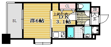 ツインズ博多S館404号室-間取り