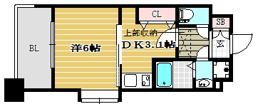 ツインズ博多S館604号室-間取り