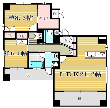 アスエリア大濠公園701号室-間取り