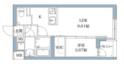 サニークレスト西新105号室-間取り