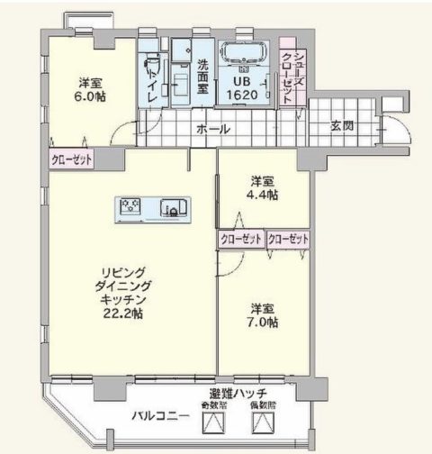 パークサイドアパートメント大濠403号室-間取り