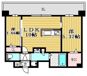 MODERN PALAZZO天神AXIA1002号室-間取り