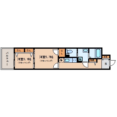 エンクレスト渡辺通II303号室-間取り