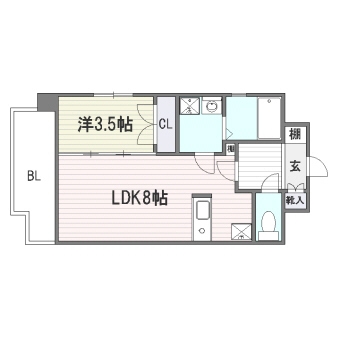 ハーベスト大濠401号室-間取り