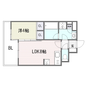 ラクレイス県庁口413号室-間取り