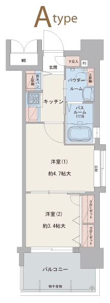 Ｆ・ＰＡＲＣ西新405号室-間取り