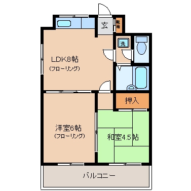 リバーヒルズ那珂201号室-間取り