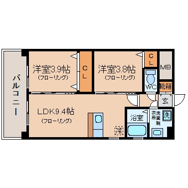 リバティ東比恵206号室-間取り