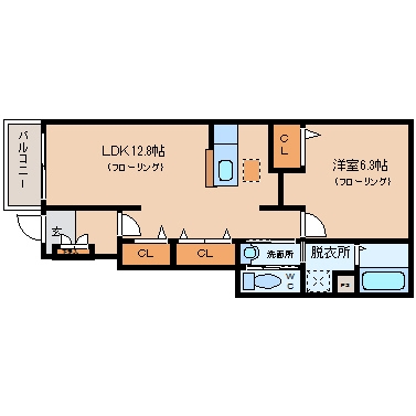 サンリットレジデンス空港南102号室-間取り