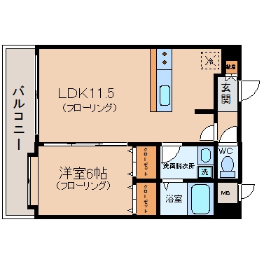 ルピエ博多II403号室-間取り