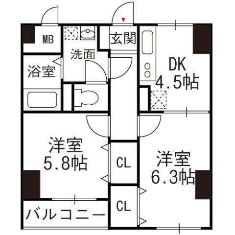 グランドシャルマン桜坂102号室-間取り