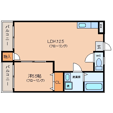 小山ﾋﾞﾙ602号室-間取り