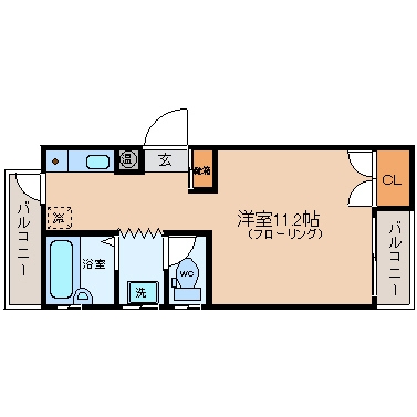 ヴィラージュ美野島102号室-間取り