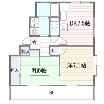 伝風荘201号室-間取り