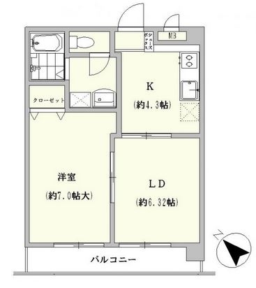 梅野コーポ305号室-間取り