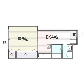 博多駅東コーポ4-H号室-間取り