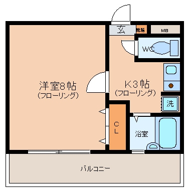 北原ビル402号室-間取り