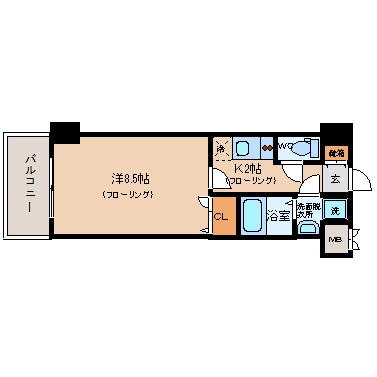 エンクレスト祇園206号室-間取り