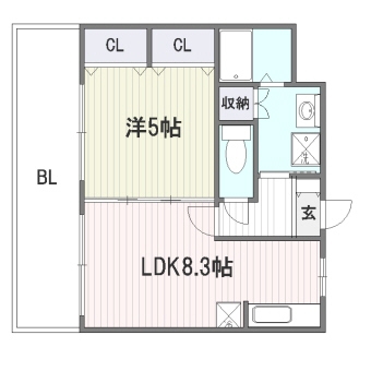 カマラード吉塚405号室-間取り