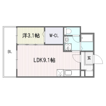 ブルーノート山王203号室-間取り