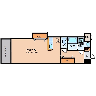 ロイヤル渡辺通II404号室-間取り