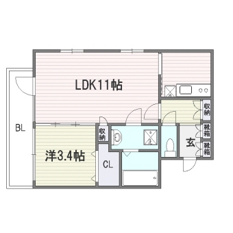 リフェスタ渡辺通610号室-間取り