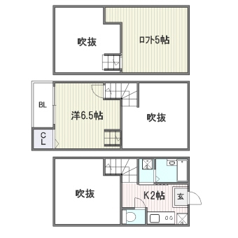 キューブ吉塚103号室-間取り